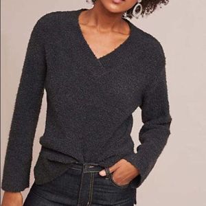 Anthropologie Simone teddy bear fleece sweater, charcoal grey, XS